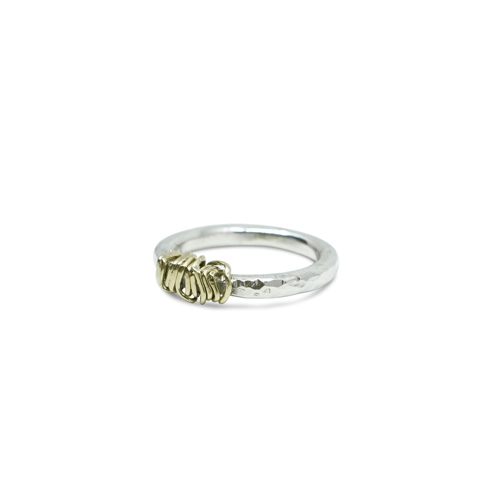 ZILVEREN RING GEWIKKELD IN 14 KARAAT GOUD DRAAD