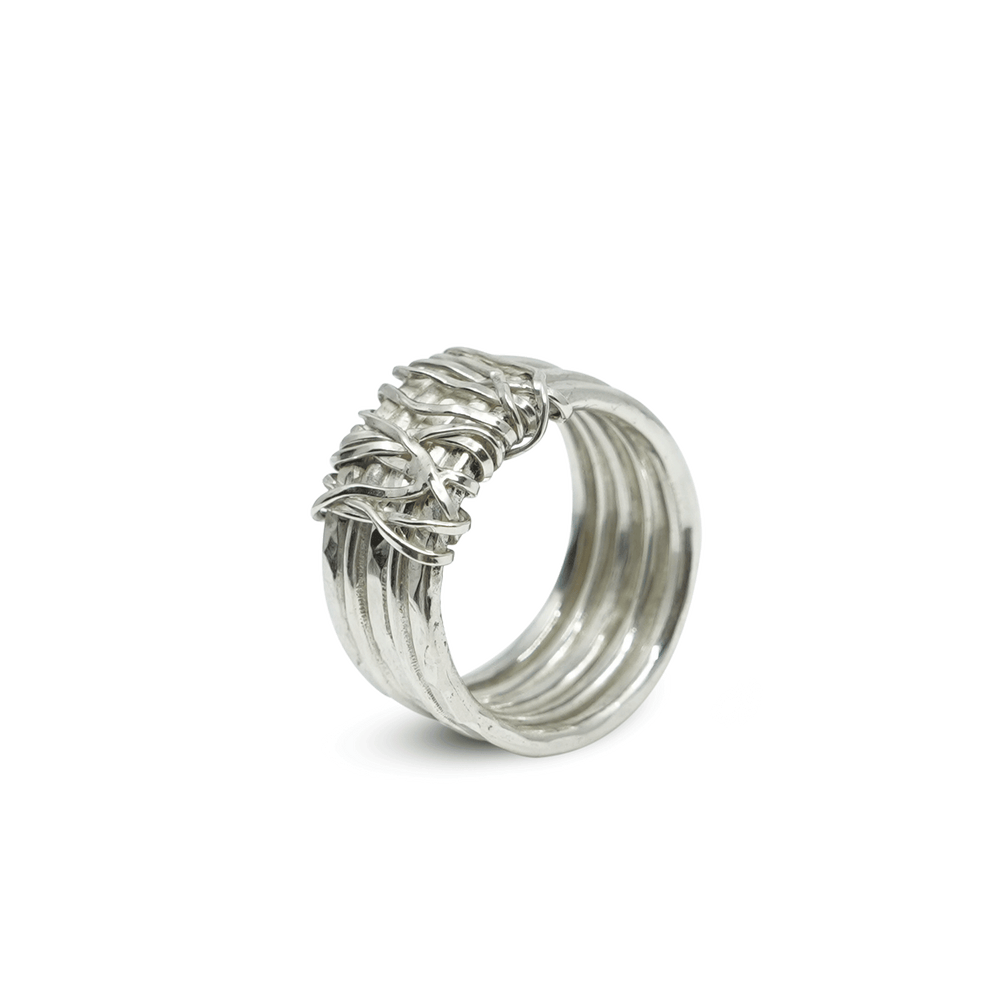STAPELRING OMWONDEN MET ZILVERDRAAD