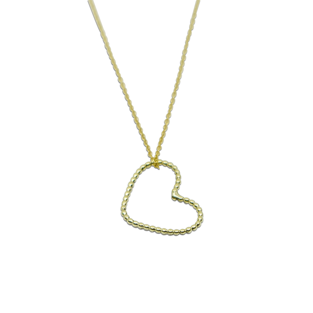 HANDGEMAAKT 14 KARAAT GOUDEN HART MET GOUDEN KETTING 
