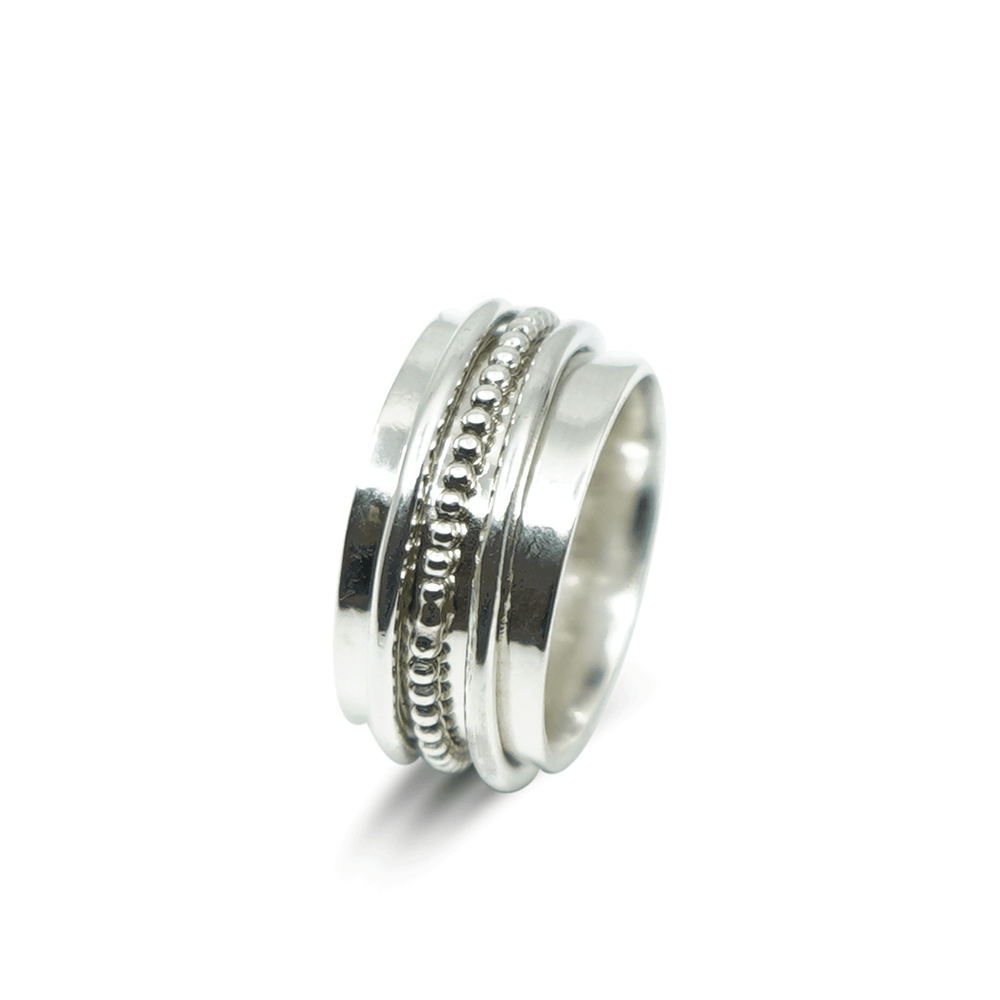  BREDE ZILVEREN RING MET DRIE LOSSE RINGETJES VAN ZILVER