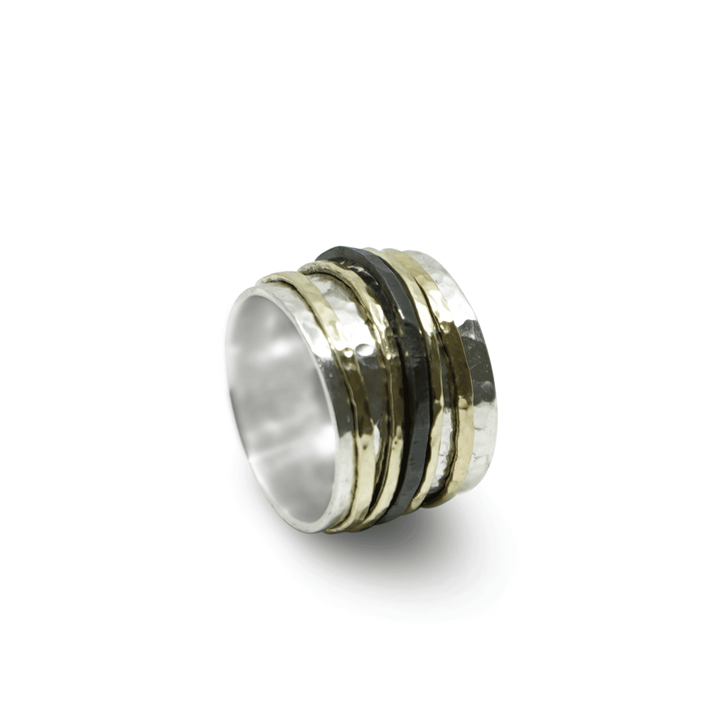 ZILVEREN RING MET 14 KARAAT GOUD EN ZIRKONIUM